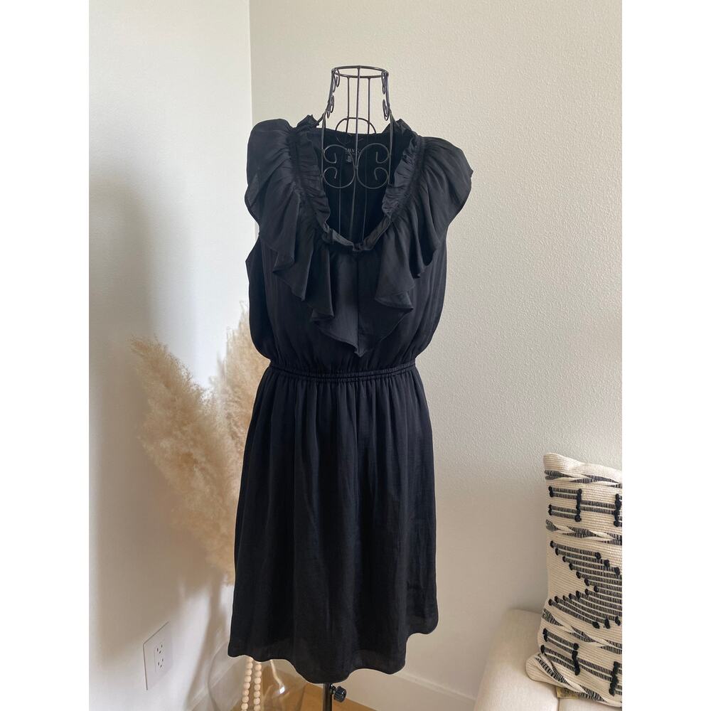 IMNYC Chelsea Black Satin Ruffle Sleeveless Mini Dress Medium